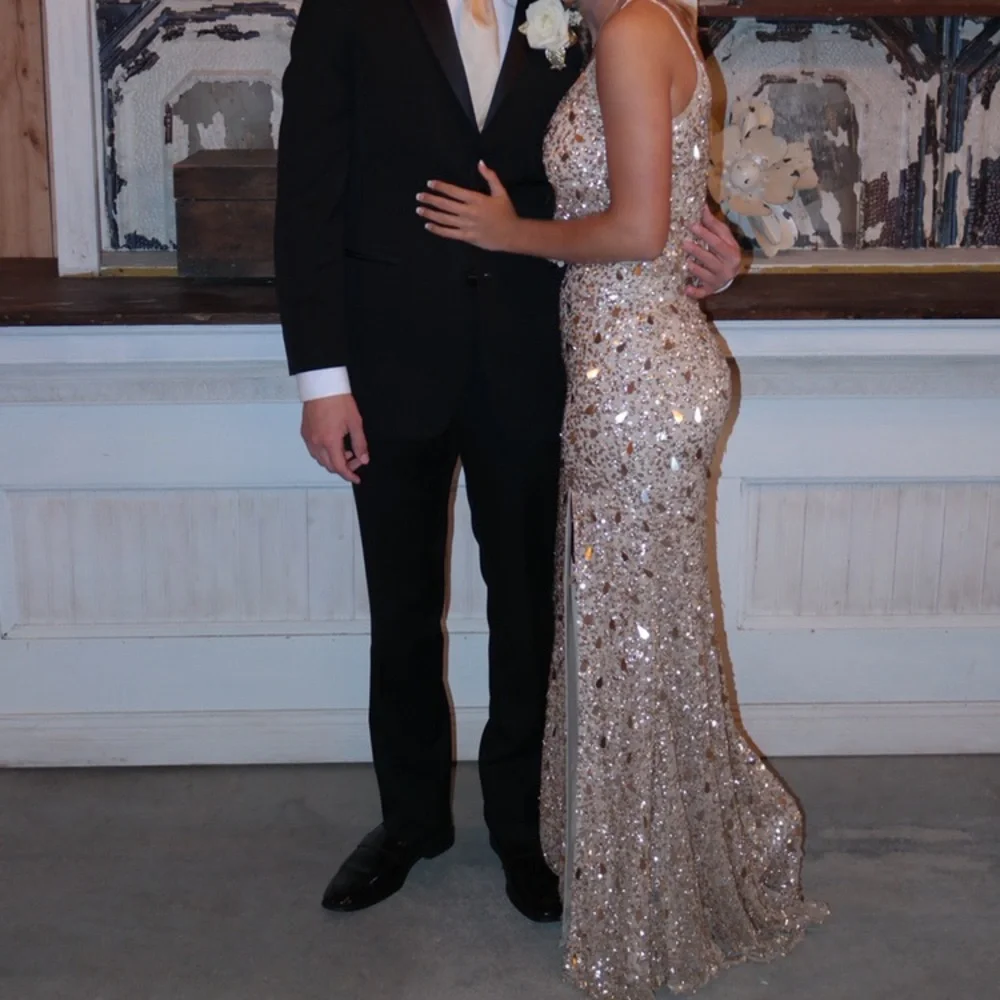 Sherri Hill Gold Sequin Prom Dress - Picture 3 of 6